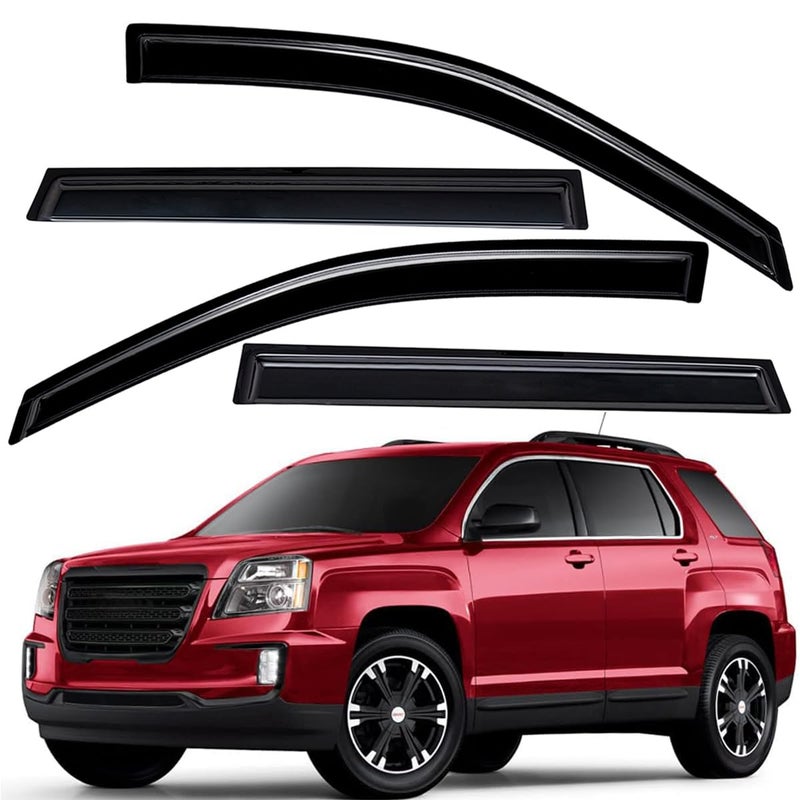 Lightronic Extra Durable Outside-Mount Auto Vent Window Visor, Fits 2010-2017 GMC Terrain, UV Protection Rain Guard, Original Wind Deflector, No-Drill Easy Install, Dark Smoke, 4-Pcs - Image 1